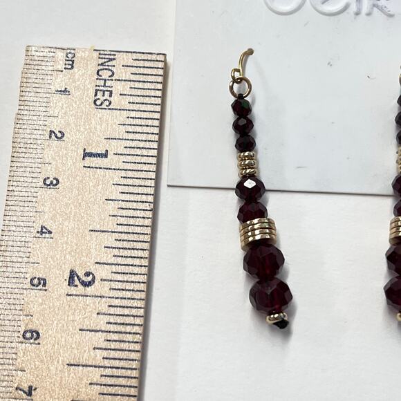 Striking Red and Gold Faceted Earrings - Picture 2 of 4